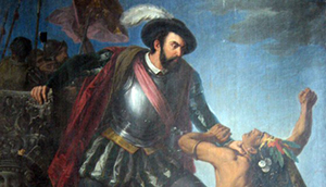 Antoni Gomez i Cros Hernan Cortes lluita amb dos indis 